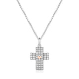 Collana croce in argento con cuore