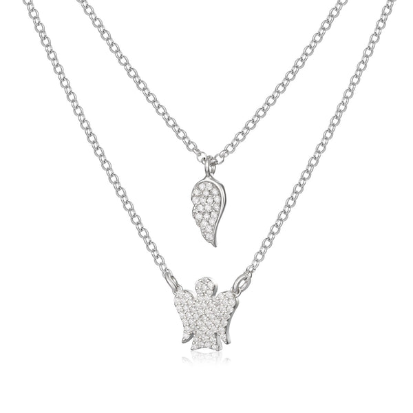 Necklace with Angel Wing and Zircons