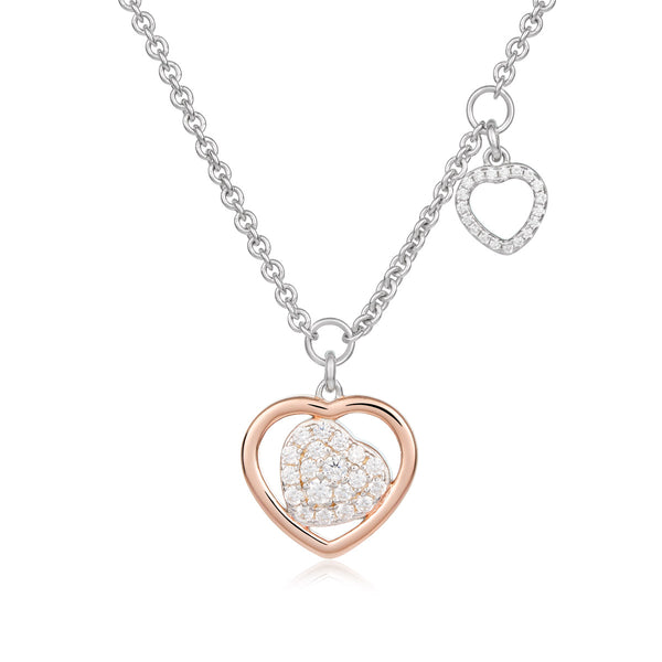 Collana trilogia con cuore charm traforato