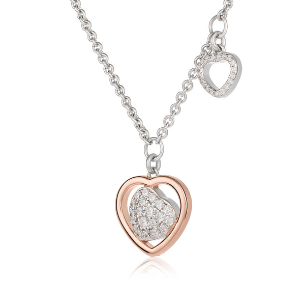 Collana trilogia con cuore charm traforato