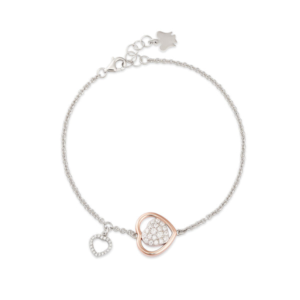 Bracciale trilogia con cuore charm traforato