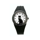 Orologio Gatto con cinturino nero