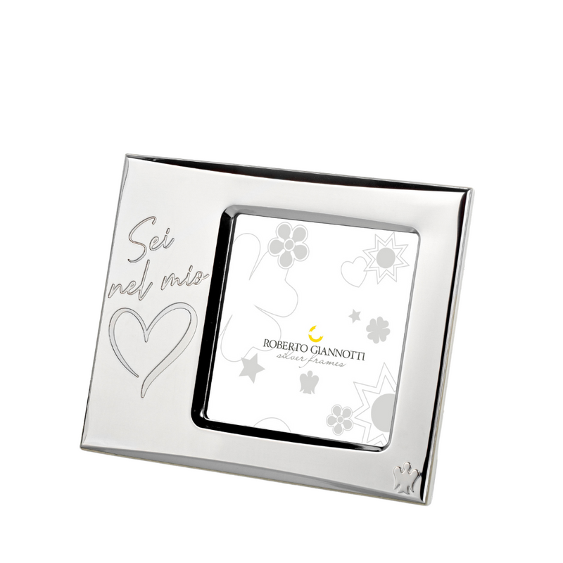 Silver frame with Angel, Four-Leaf Clover, Heart, Star and Sun in Azure